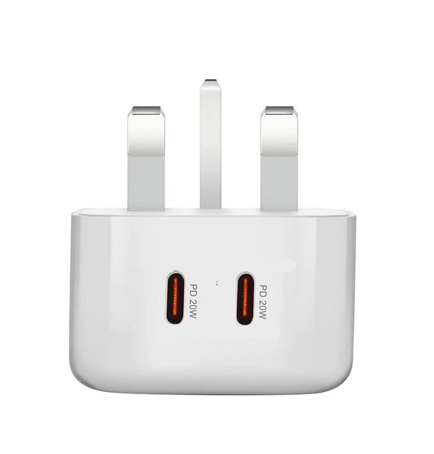 40W iPhone Charger Dual PD Type USB-C Fast Plug For 15 14 13 12 11Pro Plus Max